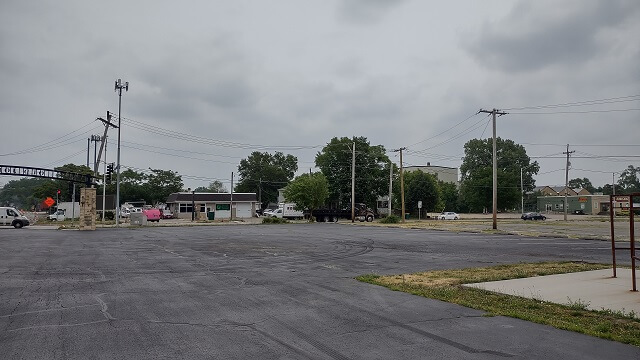 The parking lot of the Old Joliet Prison in Joliet, IL.