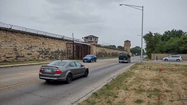 The east side of the Old Joliet Prison in Joliet, IL.