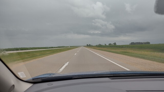 Driving the rental car back to Cedar Rapids, IA.