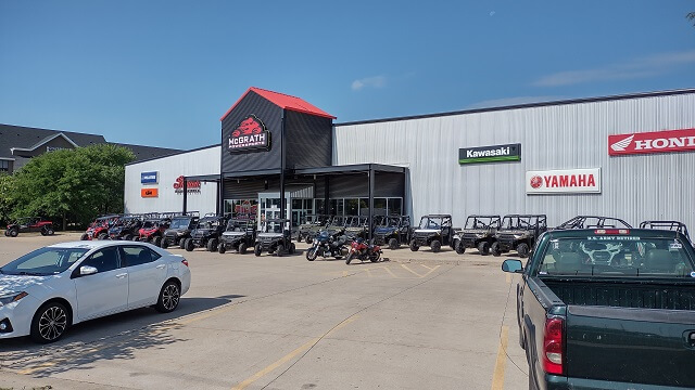 Picking up the motorcycle at McGrath Powersports in Cedar Rapids, IA.