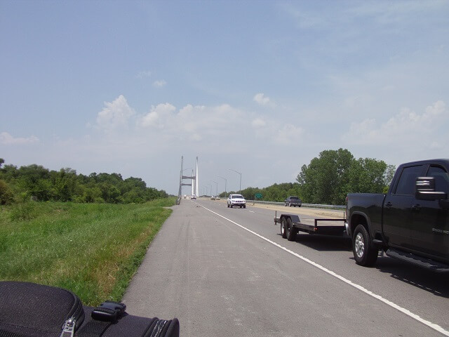 Looking back after crossing the Bill Emerson Memorial Bridge.