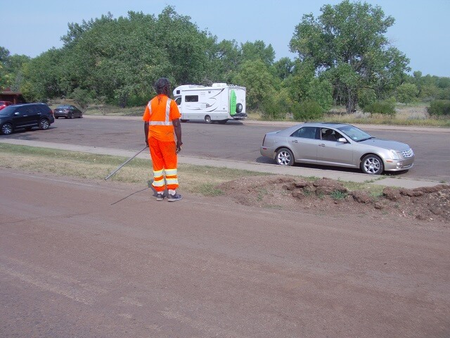 A cool construction worker in Teddy Roosevelt National Park.