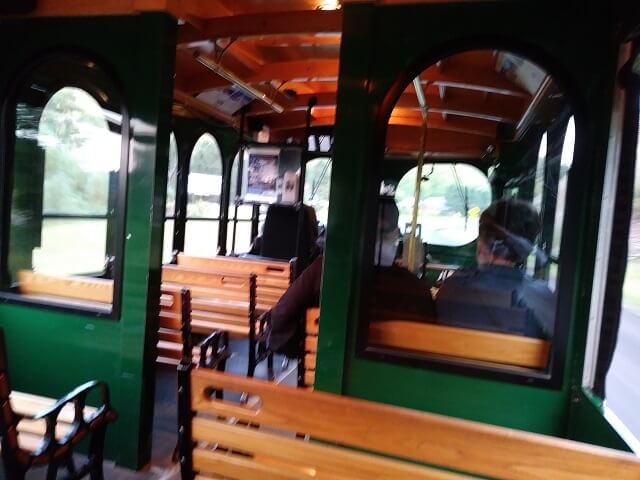 Riding the trolley in Deadwood.