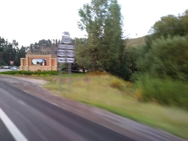 Riding the trolley in Deadwood.