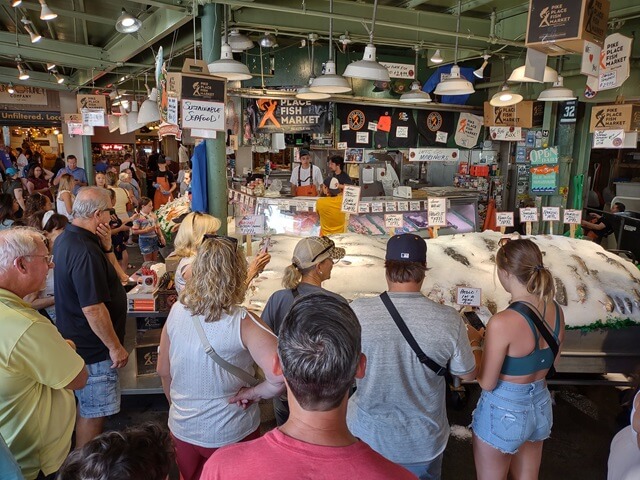 The famous fish market at Pike's Place.