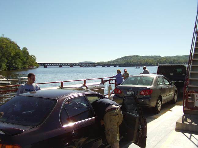 The bridge across the lake as an alternative to the ferry.