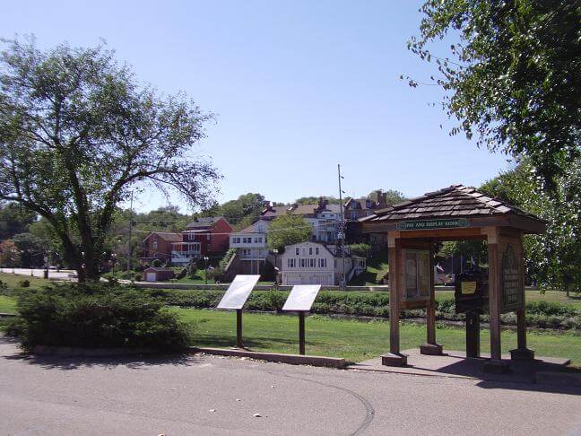 A park by the river in Galena.