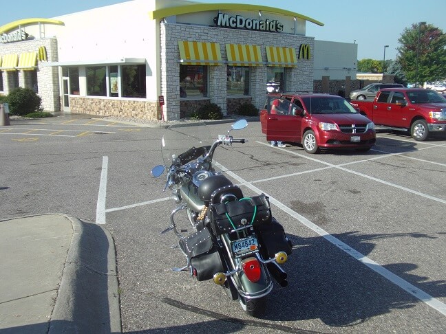 Stopping at McDonalds for breakfast.