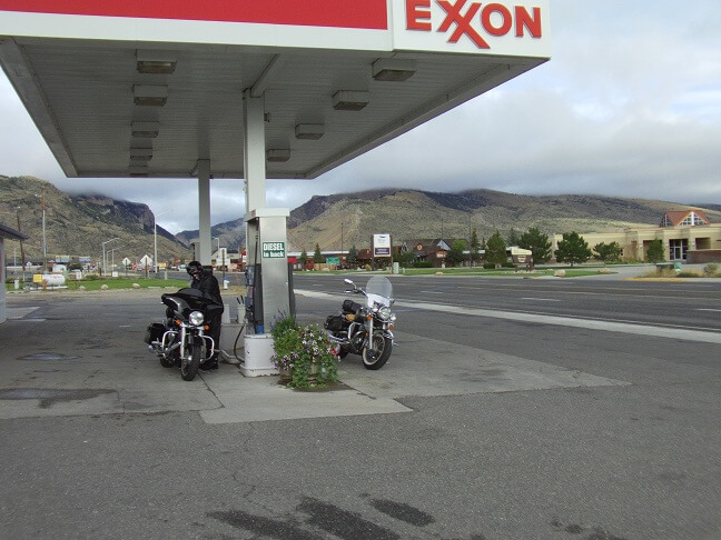 Getting gas before we hit the road.