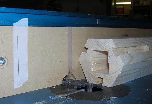 Routing the dovetail sockets in the column.