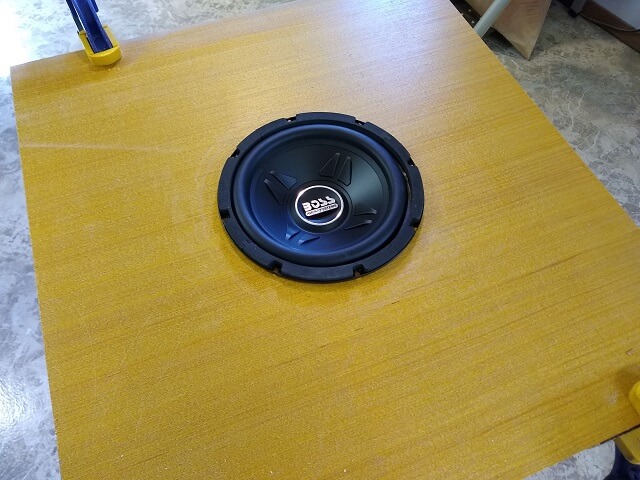 Test fitting the subwoofer.
