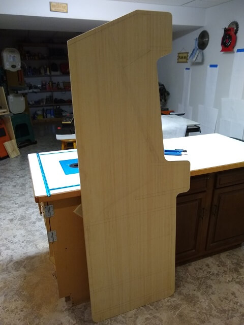 The first cabinet side completely cut to shape.