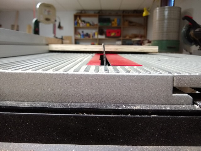 Setting the saw blade at an 83.5° angle.