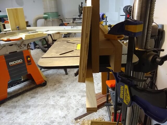 Setting up the drill press to handle the angle.