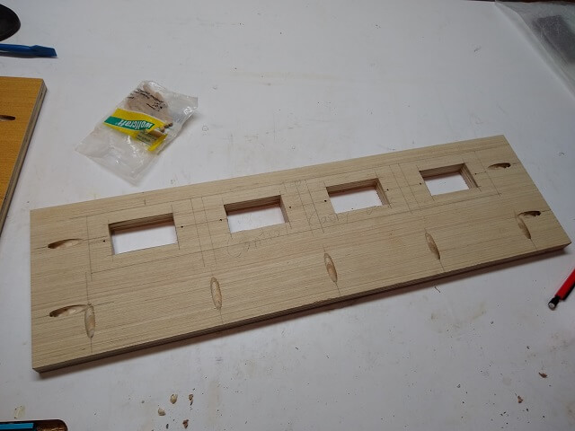 The finished holes for the RJ45 plates.