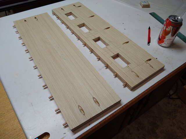 The dowels glued in place.