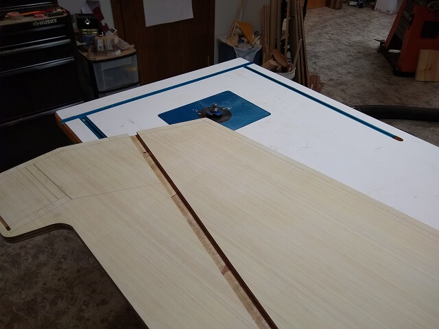 First attempt at routing the T molding slot in the cabinet sides.