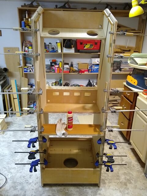 Attaching cleats to the cabinet back.