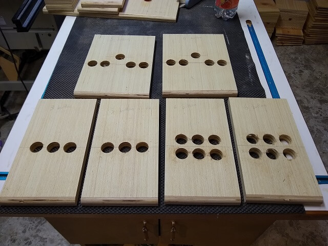 The button control panels with all the holes drilled.