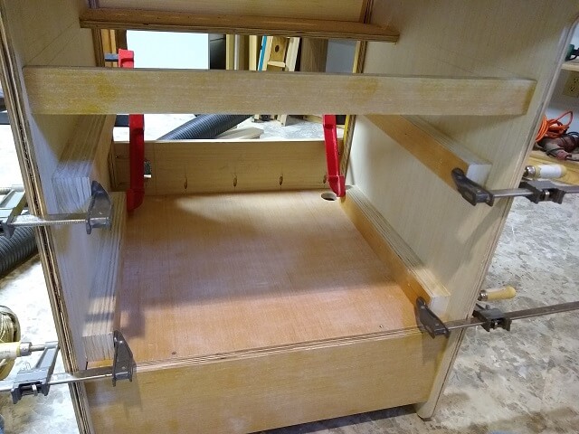 All four drawer spacers glued into place.