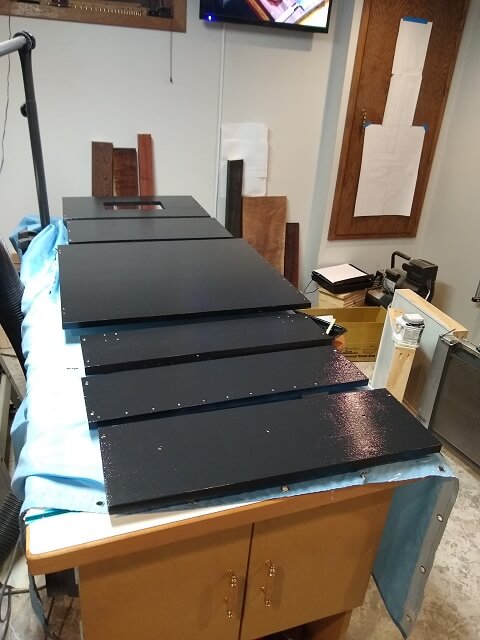 The color coats applied to the back panels.