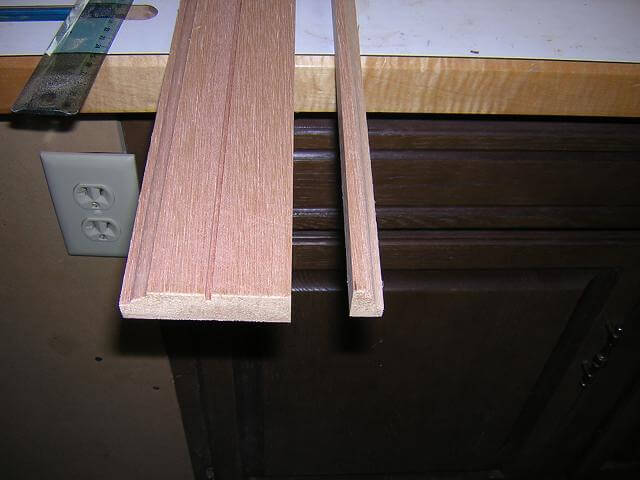 Cutting the trim piece to size.